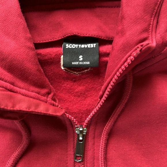 SCOTTeVEST Hoodie Cotton 21 pockets maroon men’s small - Picture 2 of 11